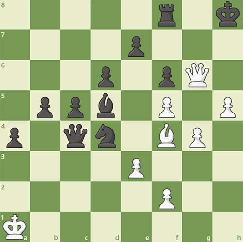 A chess puzzle displayed at the main page of Chessgames.com.
